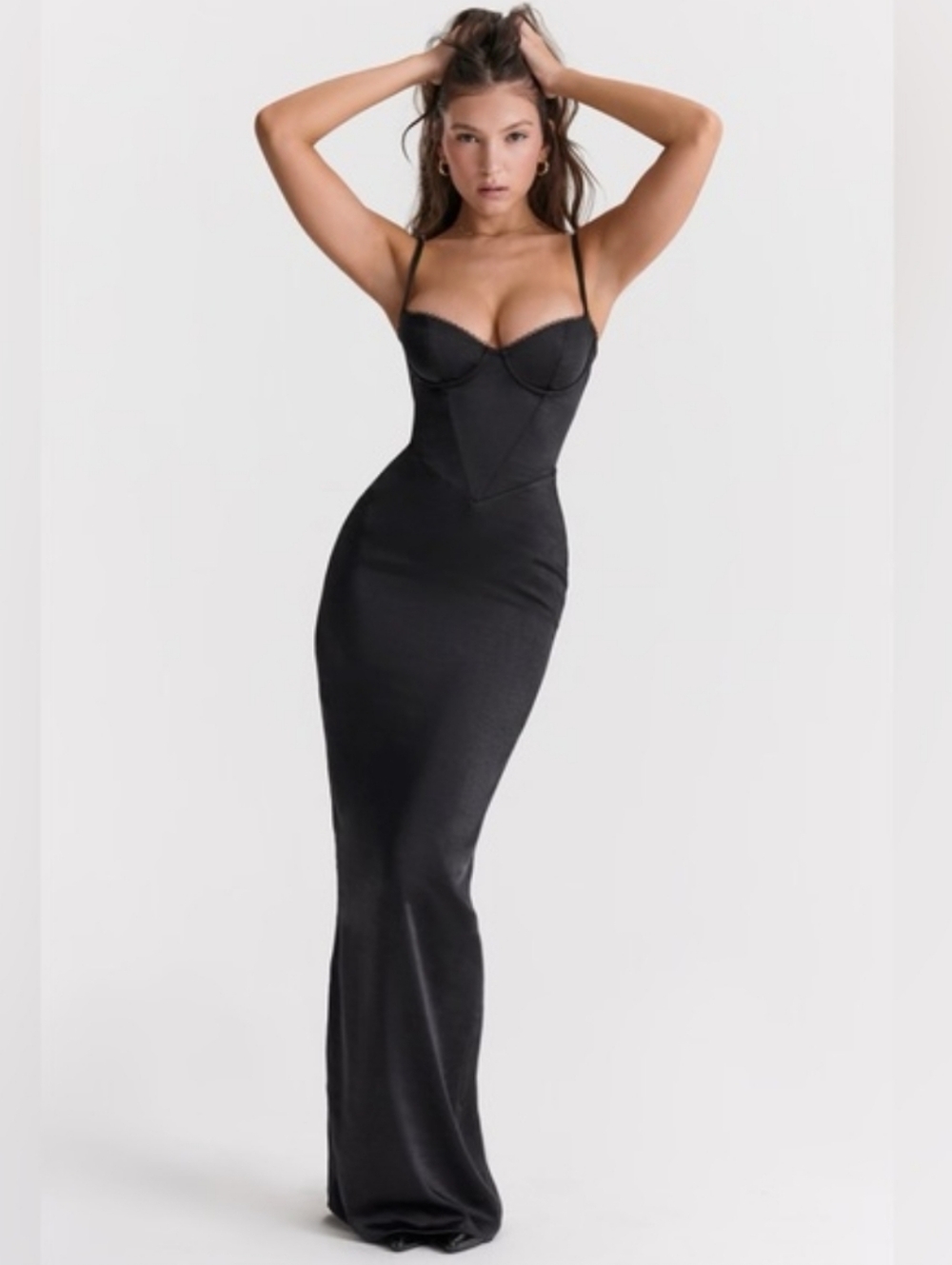 House of CB, Sexy, Stefania Black Corset Maxi Dress, Size Small